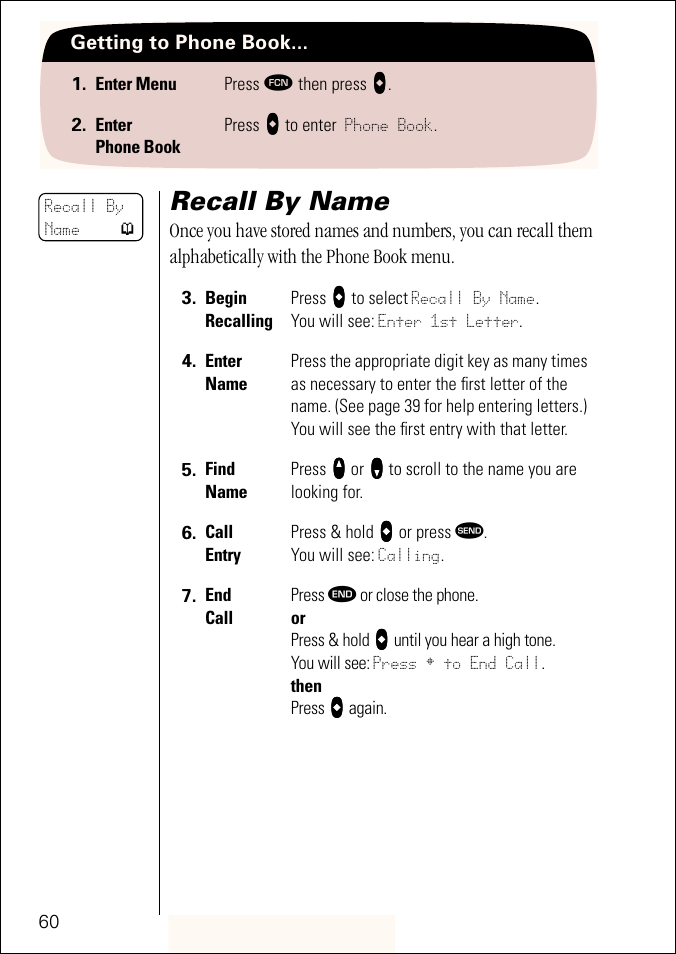 Recall by name, Pg. 60 | Motorola ST 7760 User Manual | Page 60 / 117