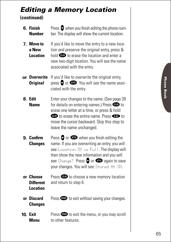 Editing a memory location | Motorola ST 7760 User Manual | Page 65 / 117