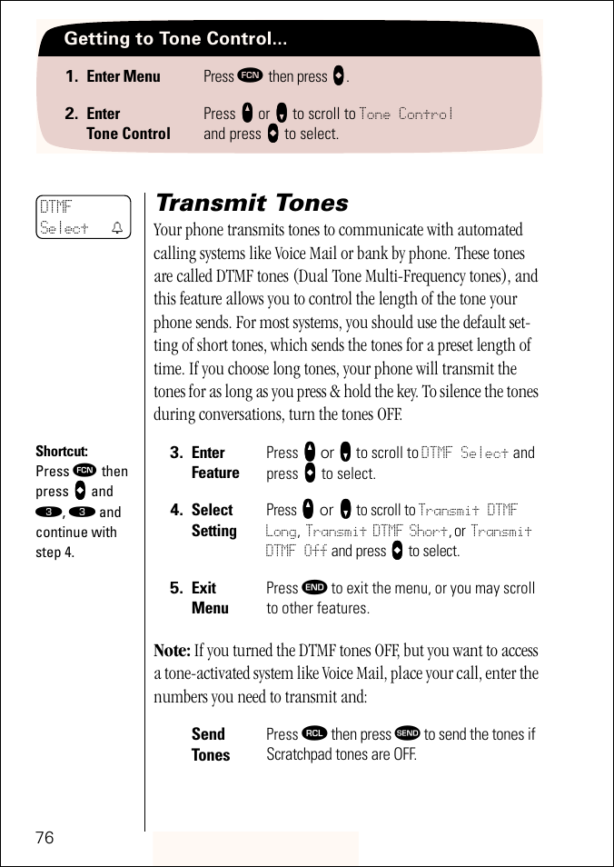 Transmit tones, Pg. 76 | Motorola ST 7760 User Manual | Page 76 / 117