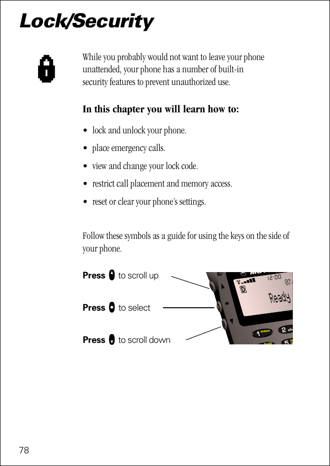 Lock/security, Pg. 78 | Motorola ST 7760 User Manual | Page 78 / 117