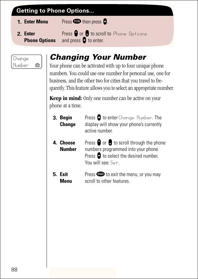 Changing your number, Pg. 88 | Motorola ST 7760 User Manual | Page 88 / 117