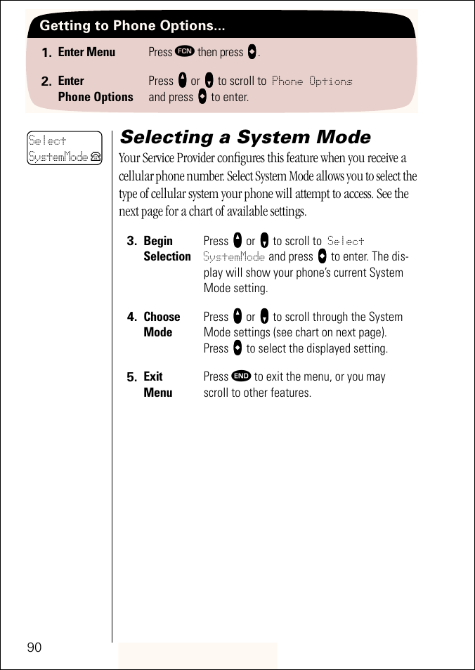 Selecting a system mode | Motorola ST 7760 User Manual | Page 90 / 117