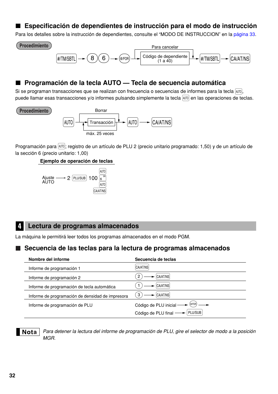 4 lectura de programas almacenados, As 86 | Sharp Electronic Cash Register XE-A40S User Manual | Page 106 / 116