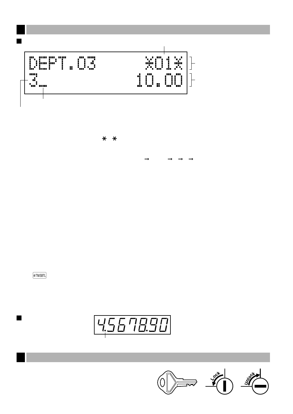 5 displays, Operator display, Customer display (pop-up type) | 6 drawer lock key, 5 displays 6 drawer lock key, Drawer lock key, Displays | Sharp Electronic Cash Register XE-A40S User Manual | Page 8 / 116