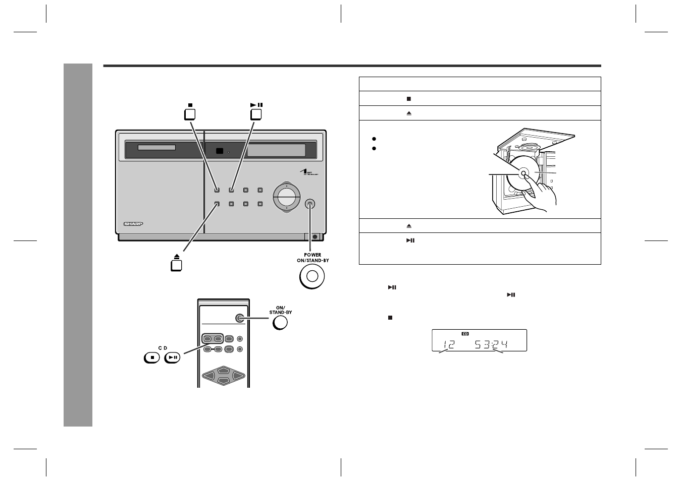 Listening to a cd, Cd pla y ba c k | Sharp SD-EX200 User Manual | Page 16 / 30