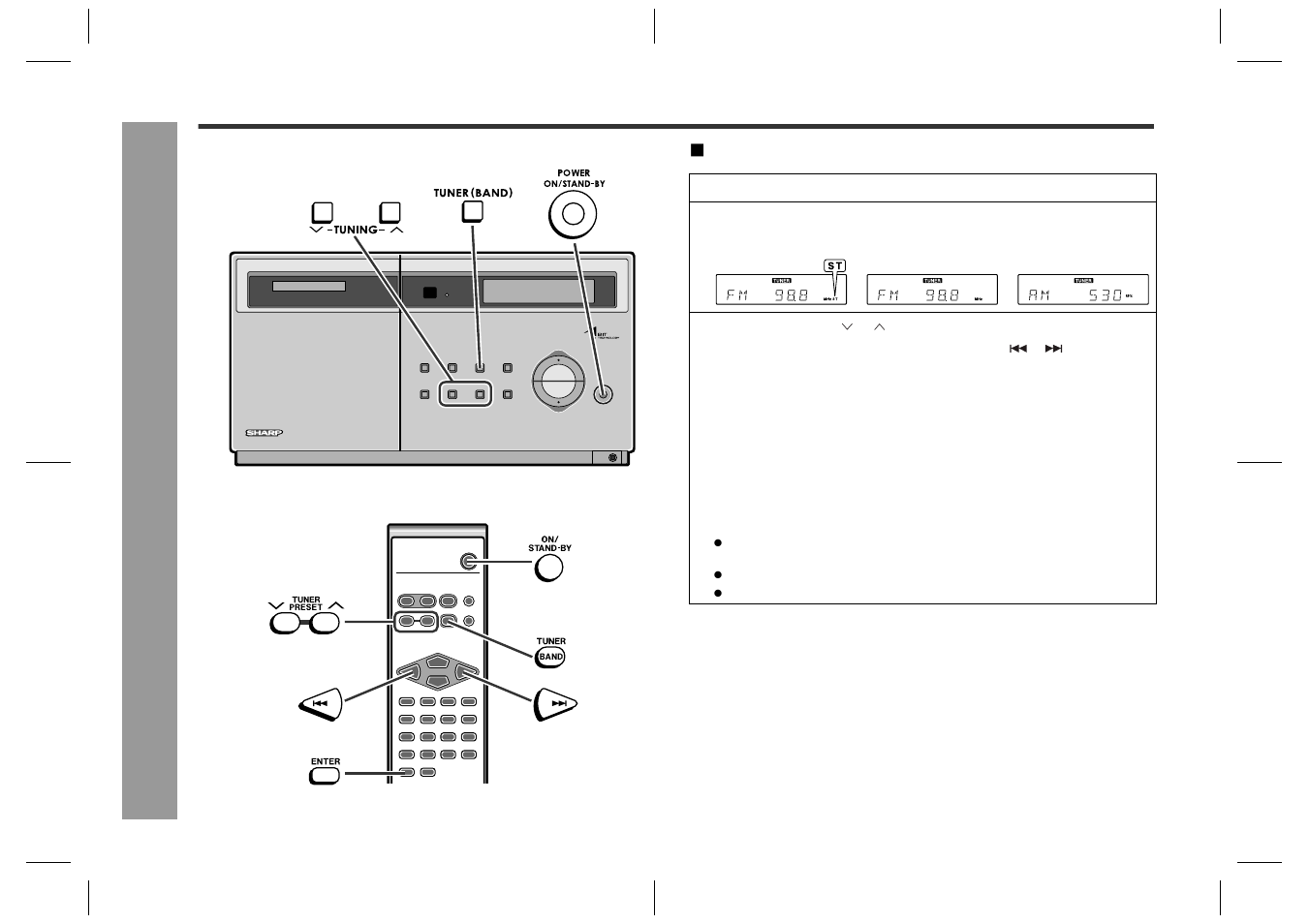 Listening to the radio, Ra dio, Manual or auto tuning 1 | Sharp SD-EX200 User Manual | Page 20 / 30