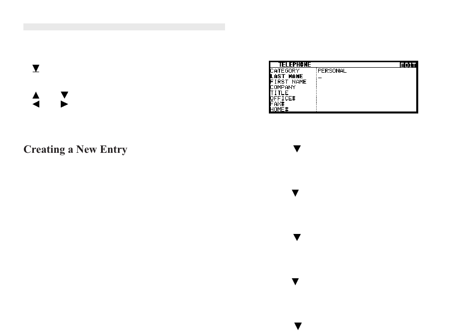 Creating a new entry | Sharp OZ-640 User Manual | Page 21 / 102