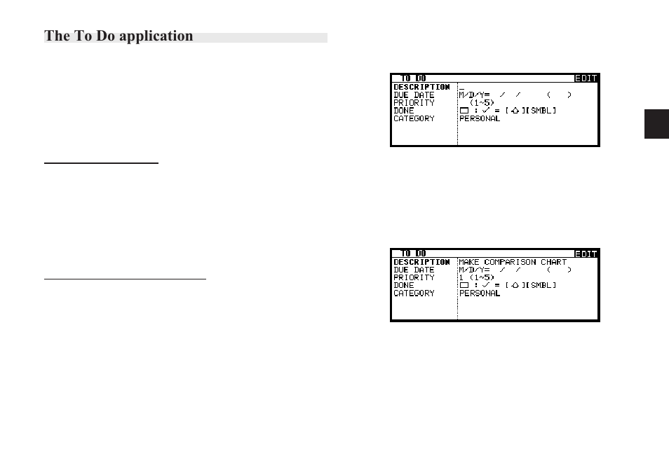 The to do application | Sharp OZ-640 User Manual | Page 38 / 102