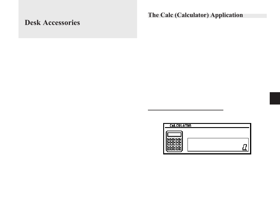 Desk accessories, The calc (calculator) application, 6chapter 6 | Sharp OZ-640 User Manual | Page 52 / 102