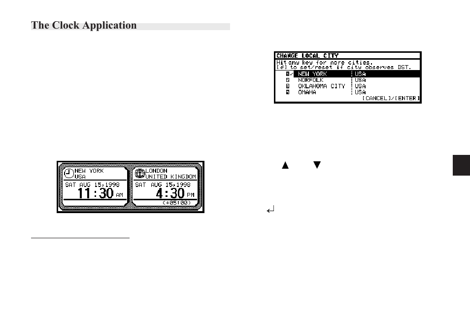 The clock application, Changing the local city | Sharp OZ-640 User Manual | Page 58 / 102