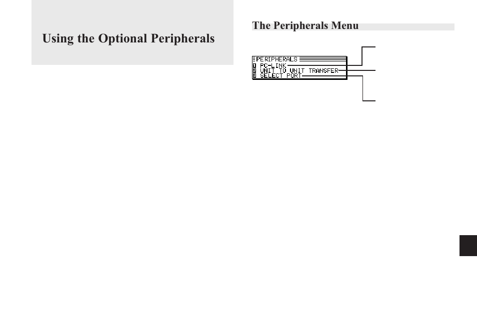 Using the optional peripherals, The peripherals menu, 9chapter 9 | Sharp OZ-640 User Manual | Page 74 / 102