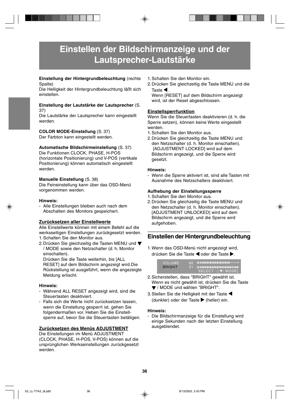 Einstellen der hintergrundbeleuchtung | Sharp LL-T17A3 User Manual | Page 36 / 132