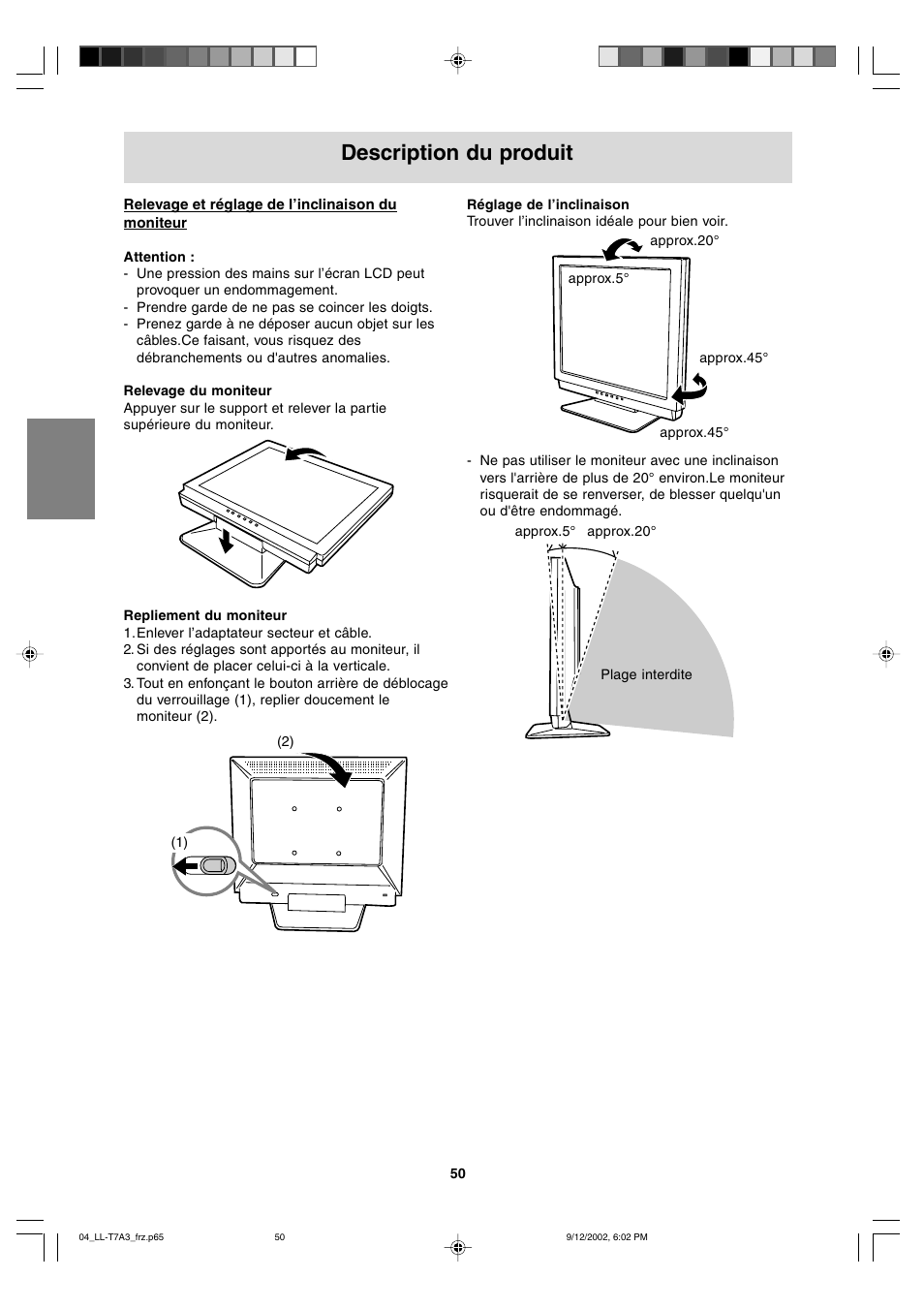 Description du produit | Sharp LL-T17A3 User Manual | Page 50 / 132