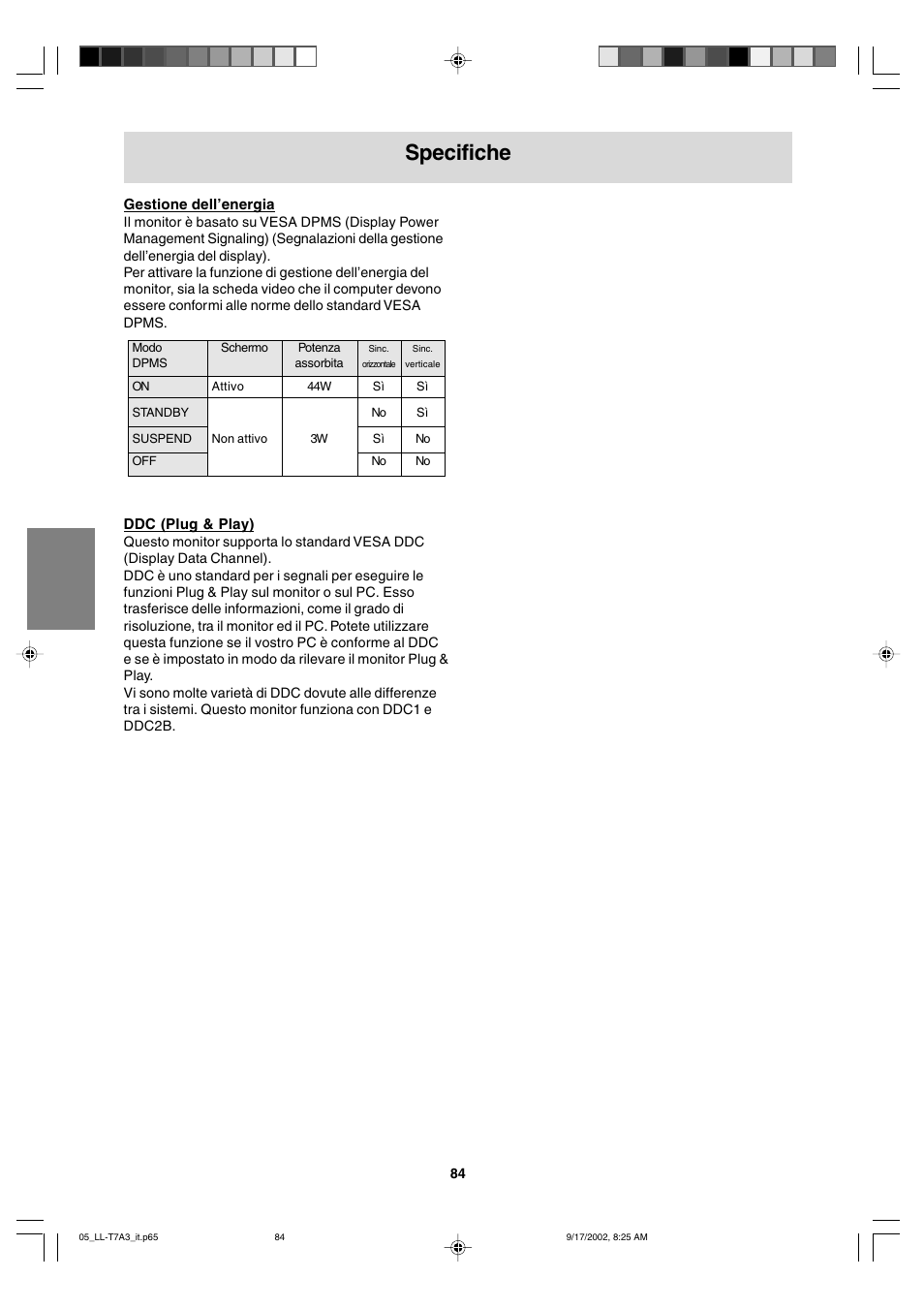 Specifiche | Sharp LL-T17A3 User Manual | Page 84 / 132