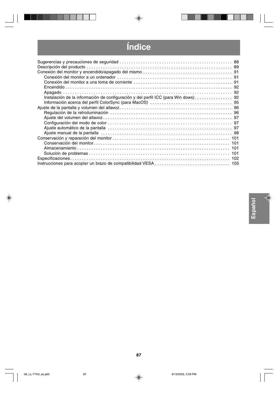 Índice | Sharp LL-T17A3 User Manual | Page 87 / 132