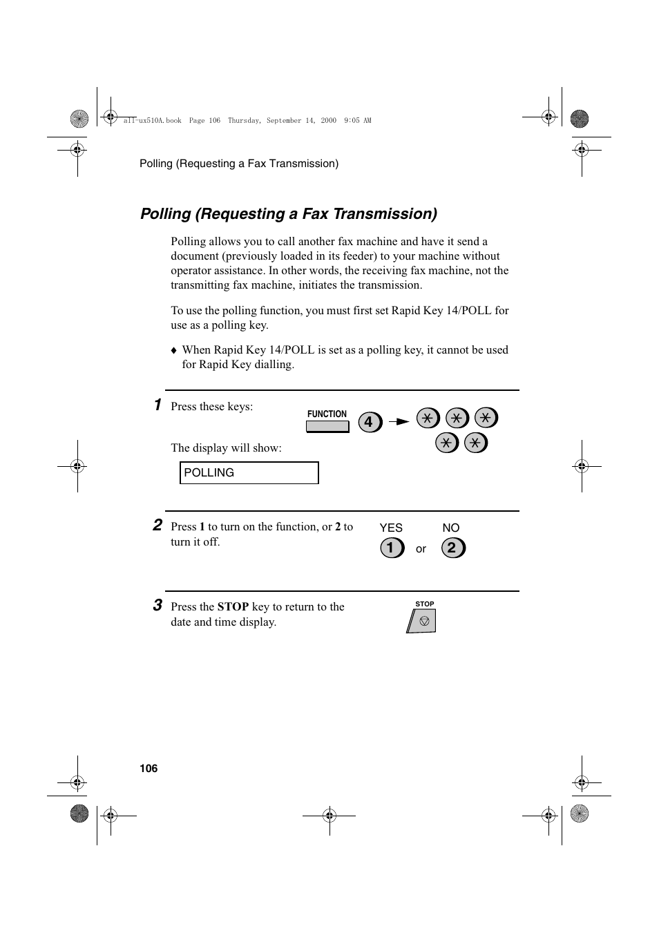 Polling (requesting a fax transmission) | Sharp FO-1470 User Manual | Page 108 / 150