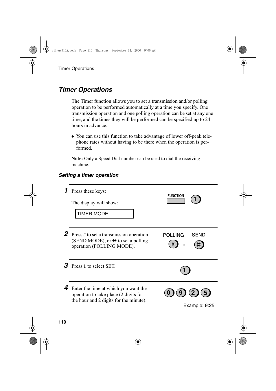 Timer operations | Sharp FO-1470 User Manual | Page 112 / 150