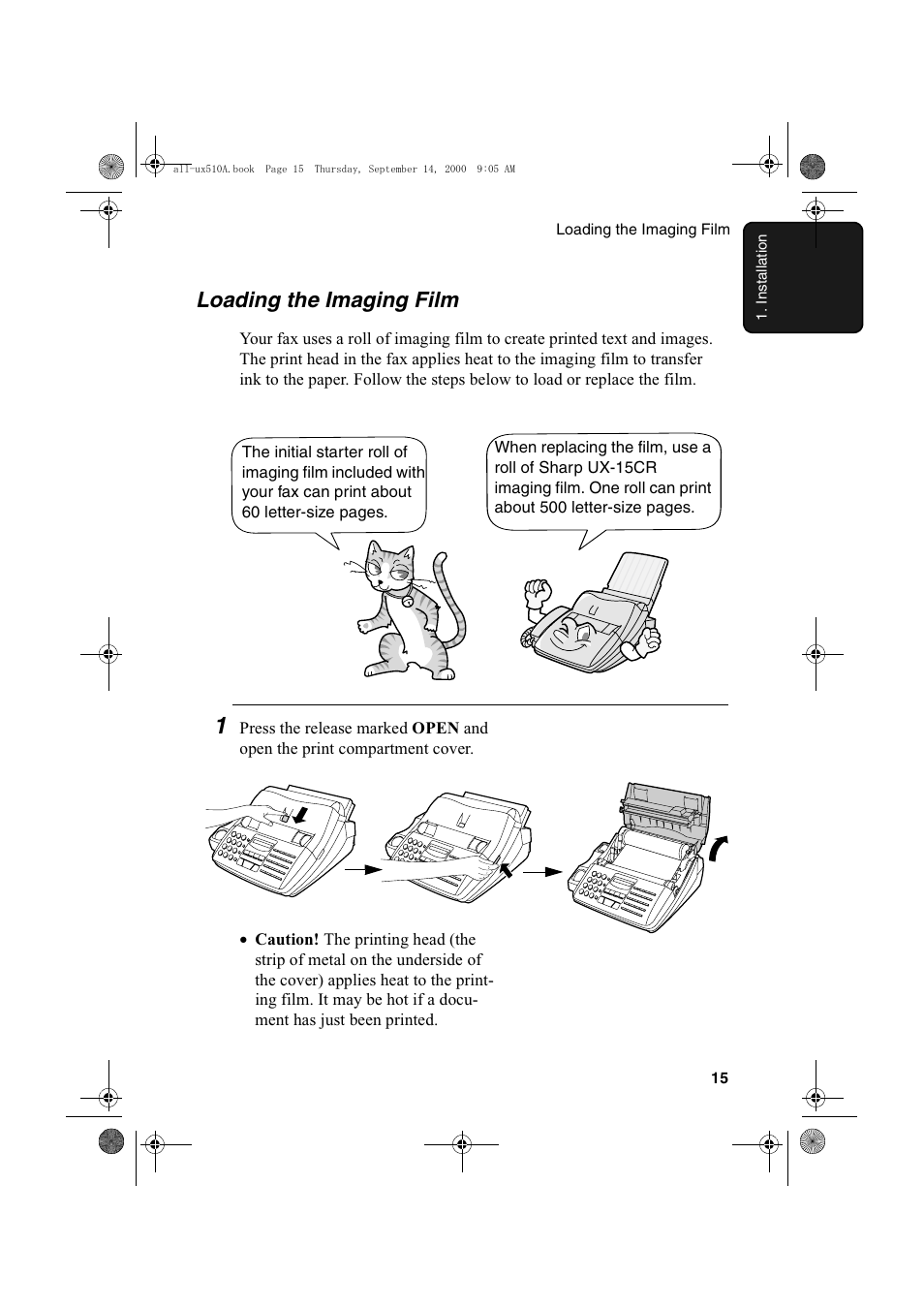 Loading the imaging film | Sharp FO-1470 User Manual | Page 17 / 150