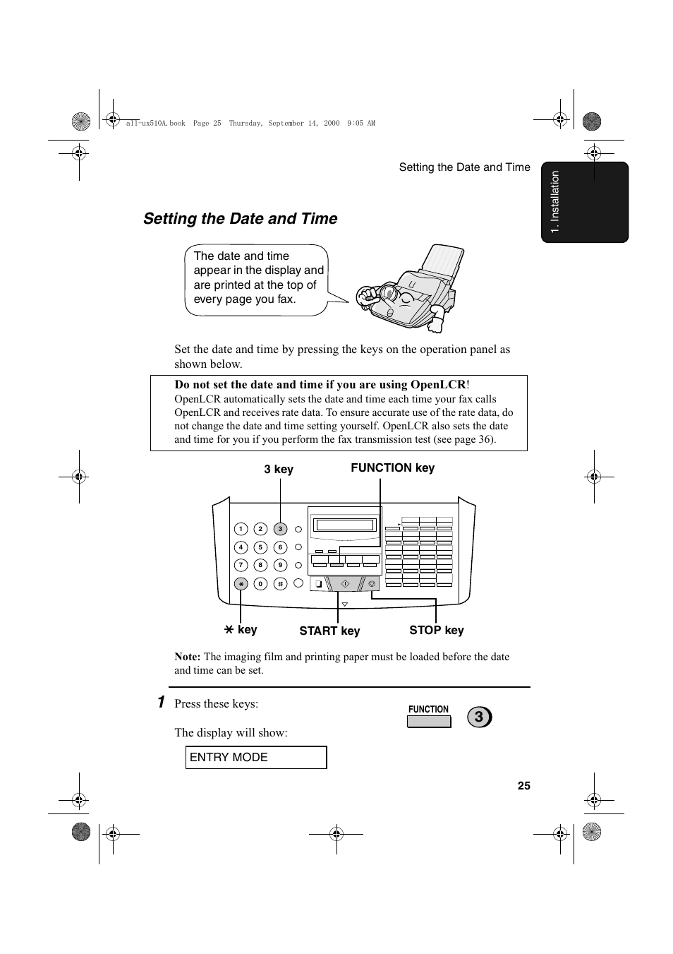 Setting the date and time | Sharp FO-1470 User Manual | Page 27 / 150