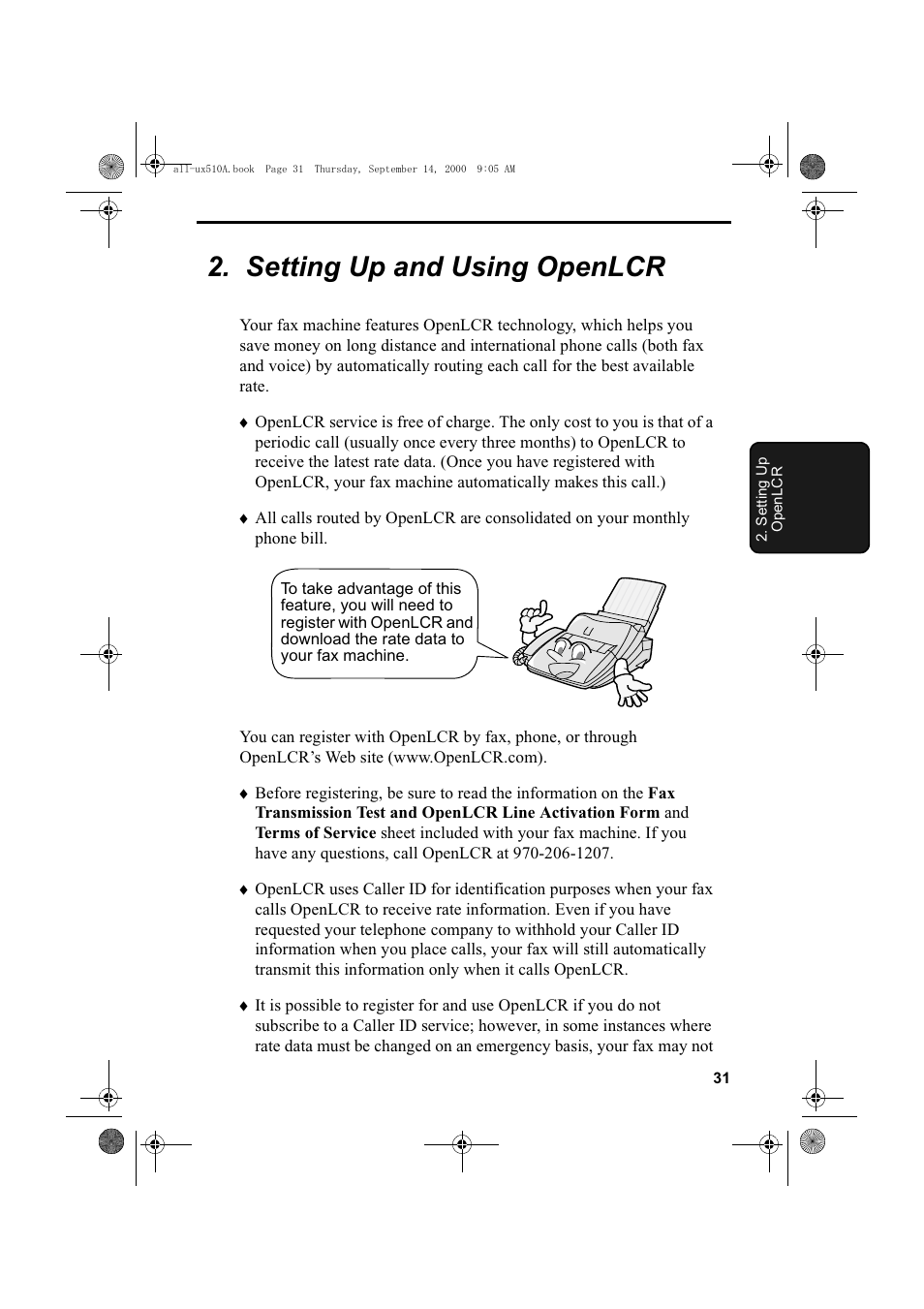 Setting up and using openlcr | Sharp FO-1470 User Manual | Page 33 / 150