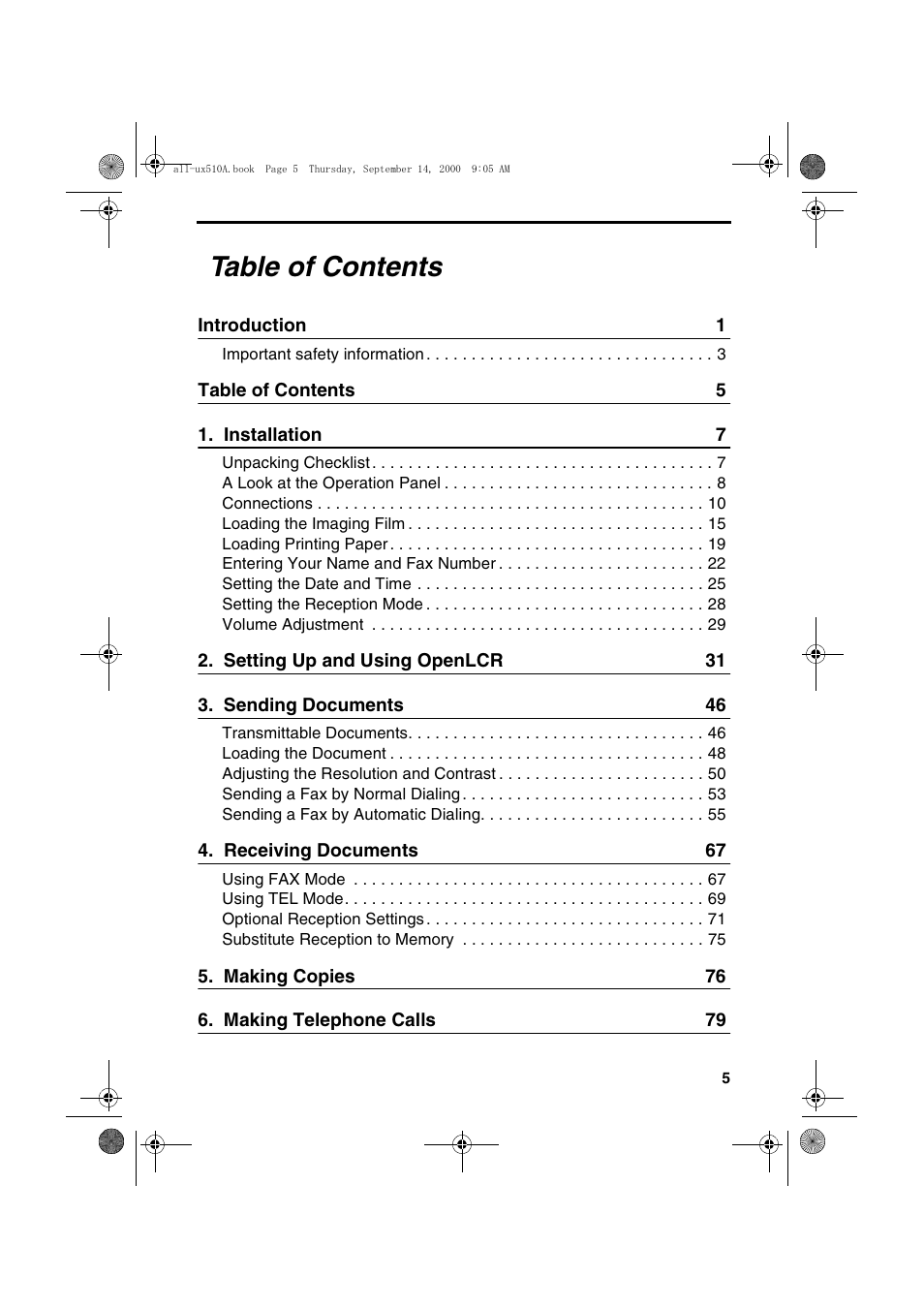 Sharp FO-1470 User Manual | Page 7 / 150