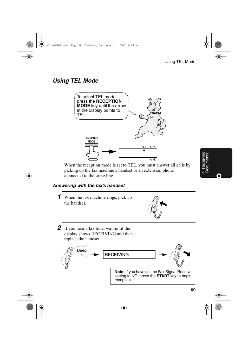 Using tel mode | Sharp FO-1470 User Manual | Page 71 / 150