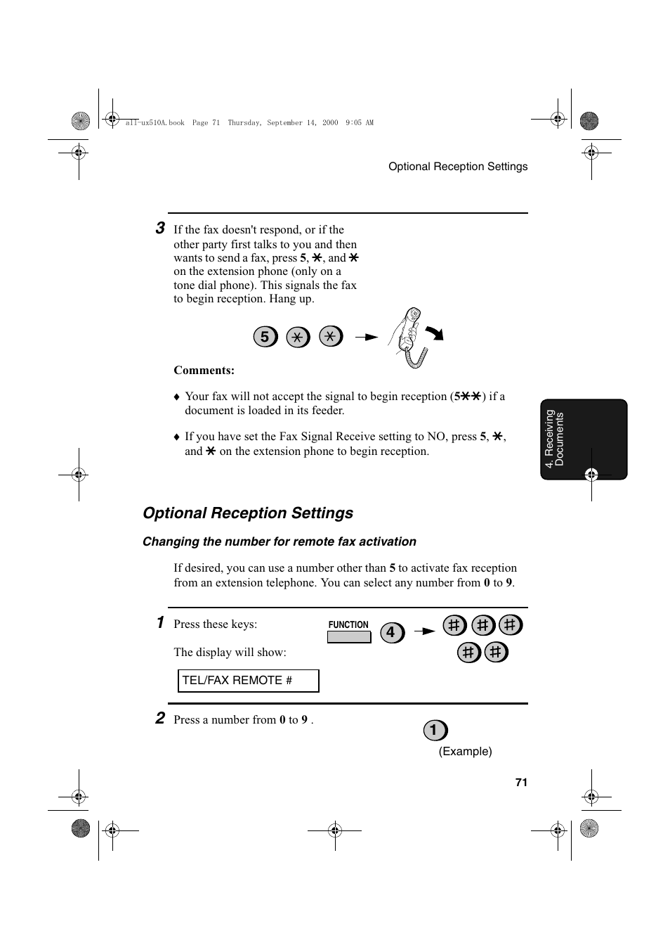 Optional reception settings | Sharp FO-1470 User Manual | Page 73 / 150