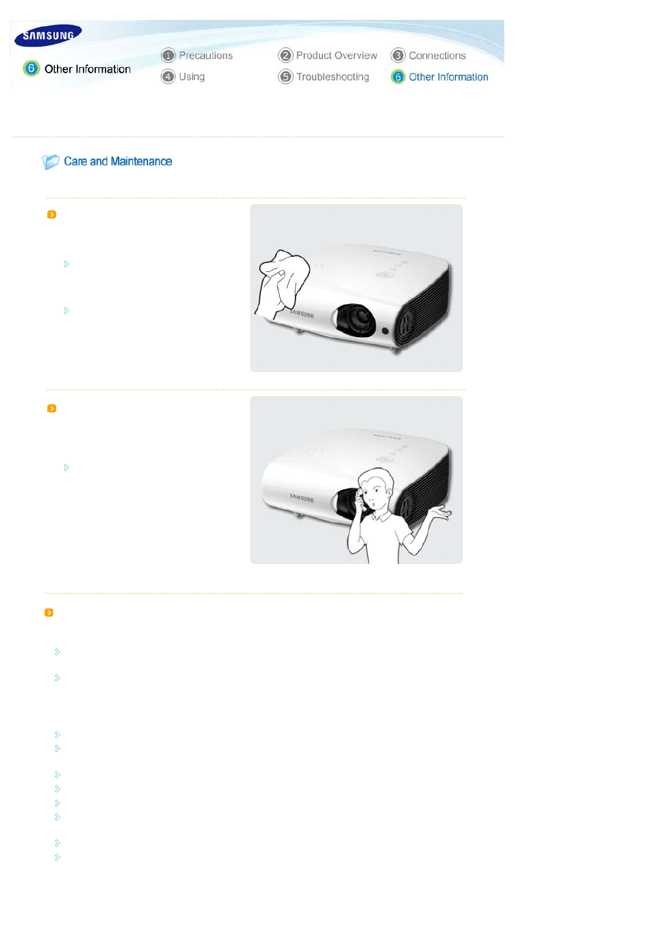 Other information, Care and maintenance | Sharp SP-L300 User Manual | Page 34 / 38