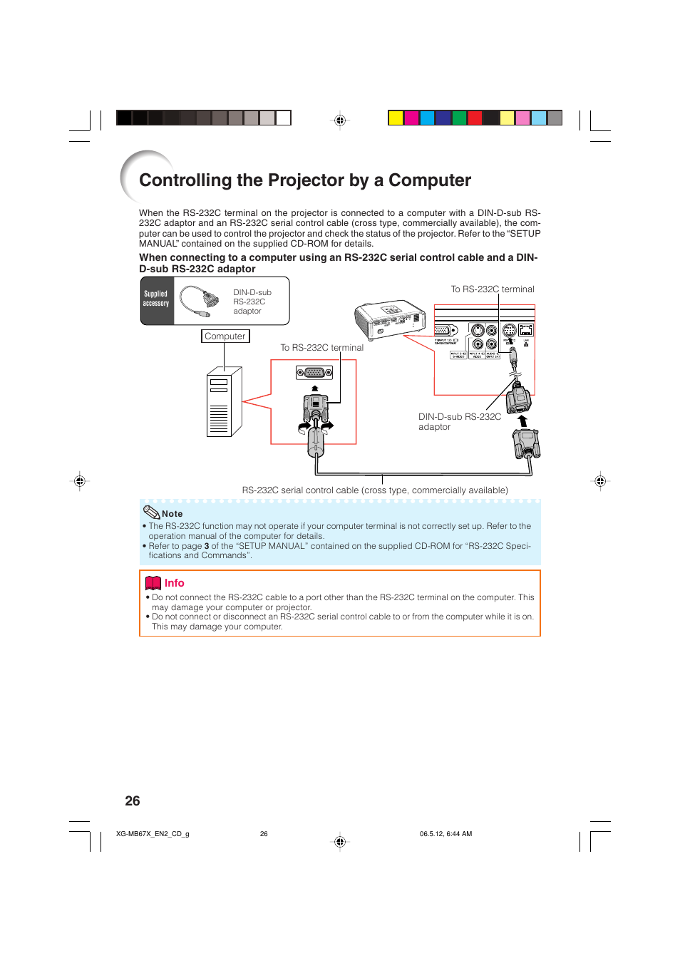 Controlling the projector by a computer | Sharp XG-MB67X User Manual | Page 30 / 69