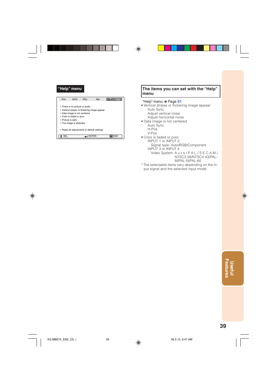 Useful features | Sharp XG-MB67X User Manual | Page 43 / 69