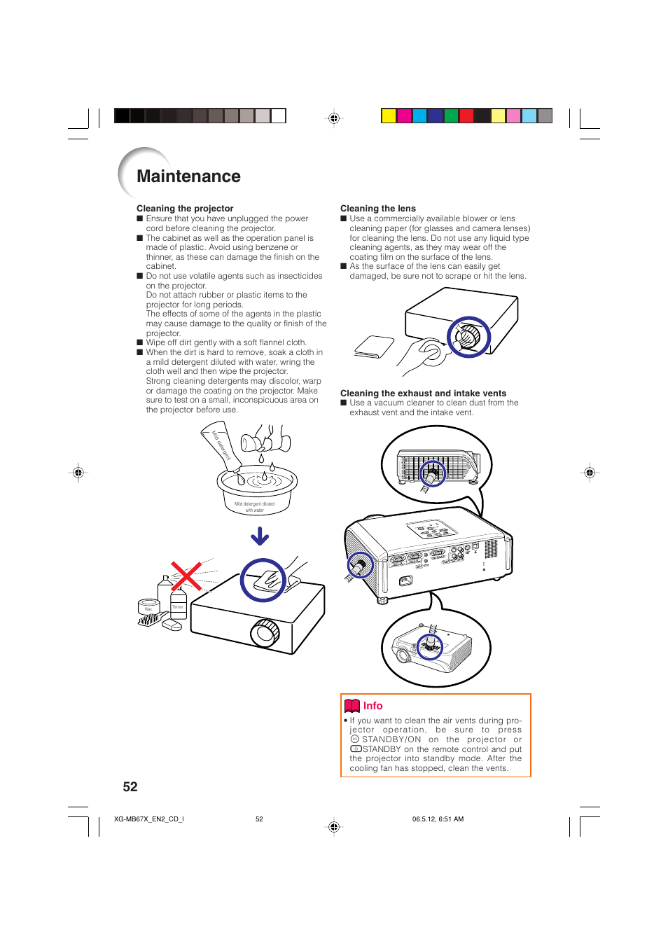 Appendix, Maintenance, Info | Sharp XG-MB67X User Manual | Page 56 / 69