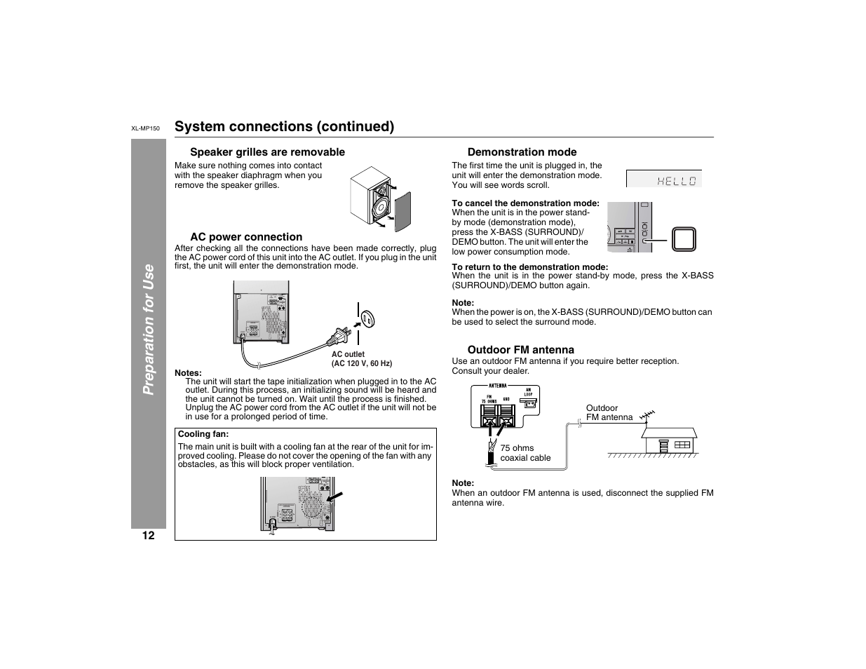 Sharp XL-MP150 User Manual | Page 12 / 42