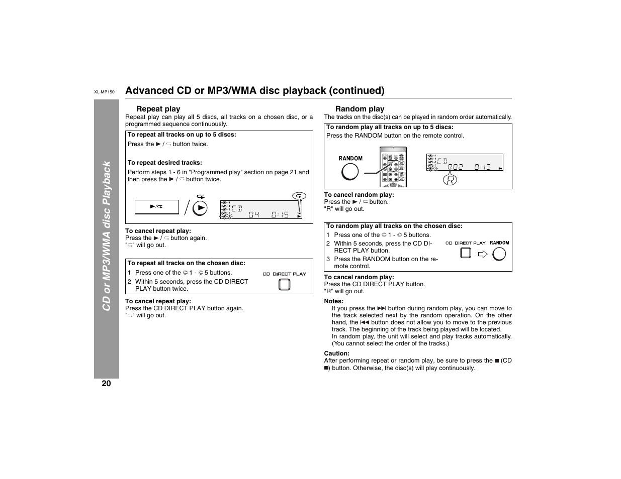 Sharp XL-MP150 User Manual | Page 20 / 42