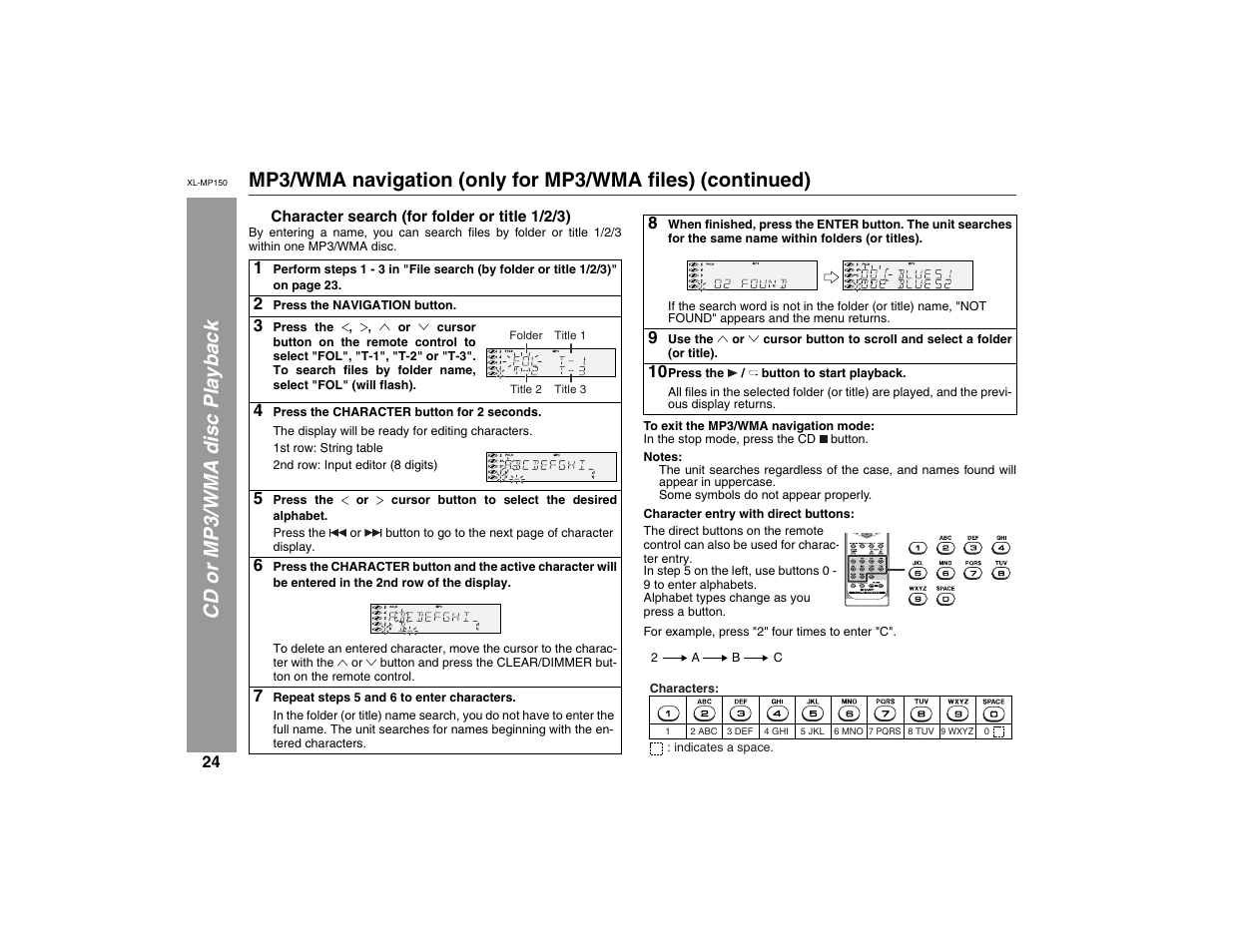 Sharp XL-MP150 User Manual | Page 24 / 42