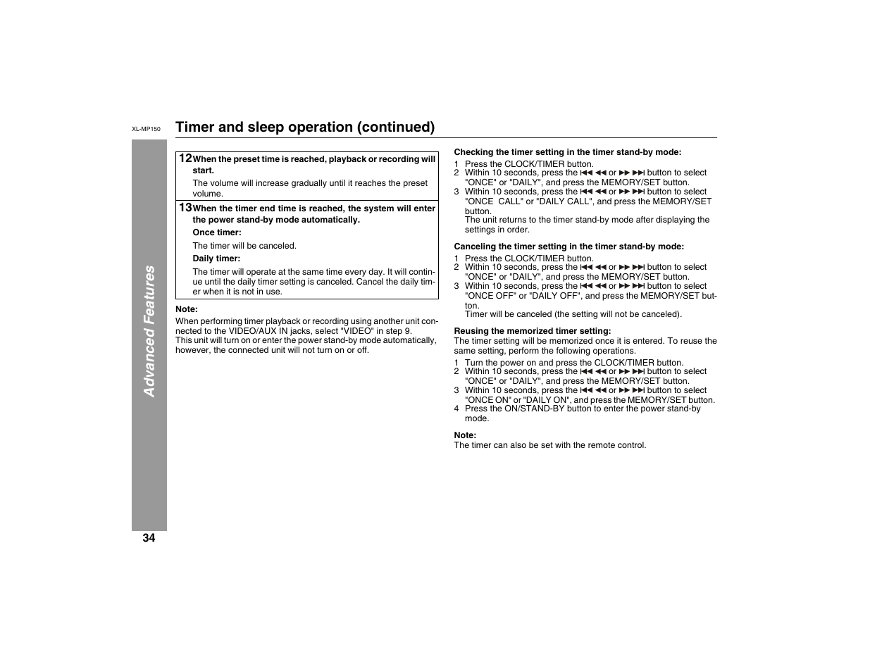 Sharp XL-MP150 User Manual | Page 34 / 42