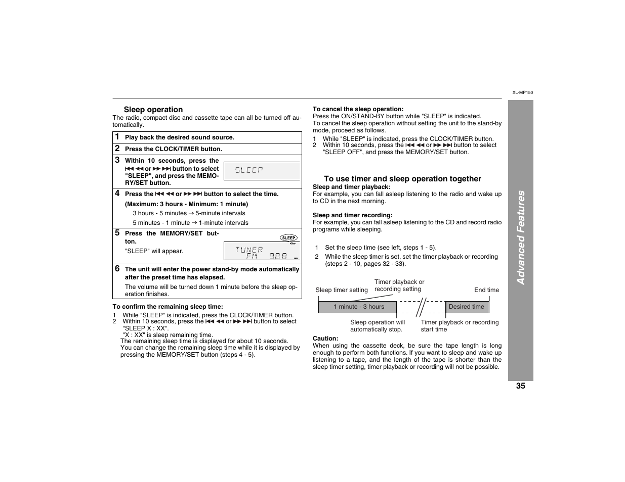 Advanced features | Sharp XL-MP150 User Manual | Page 35 / 42