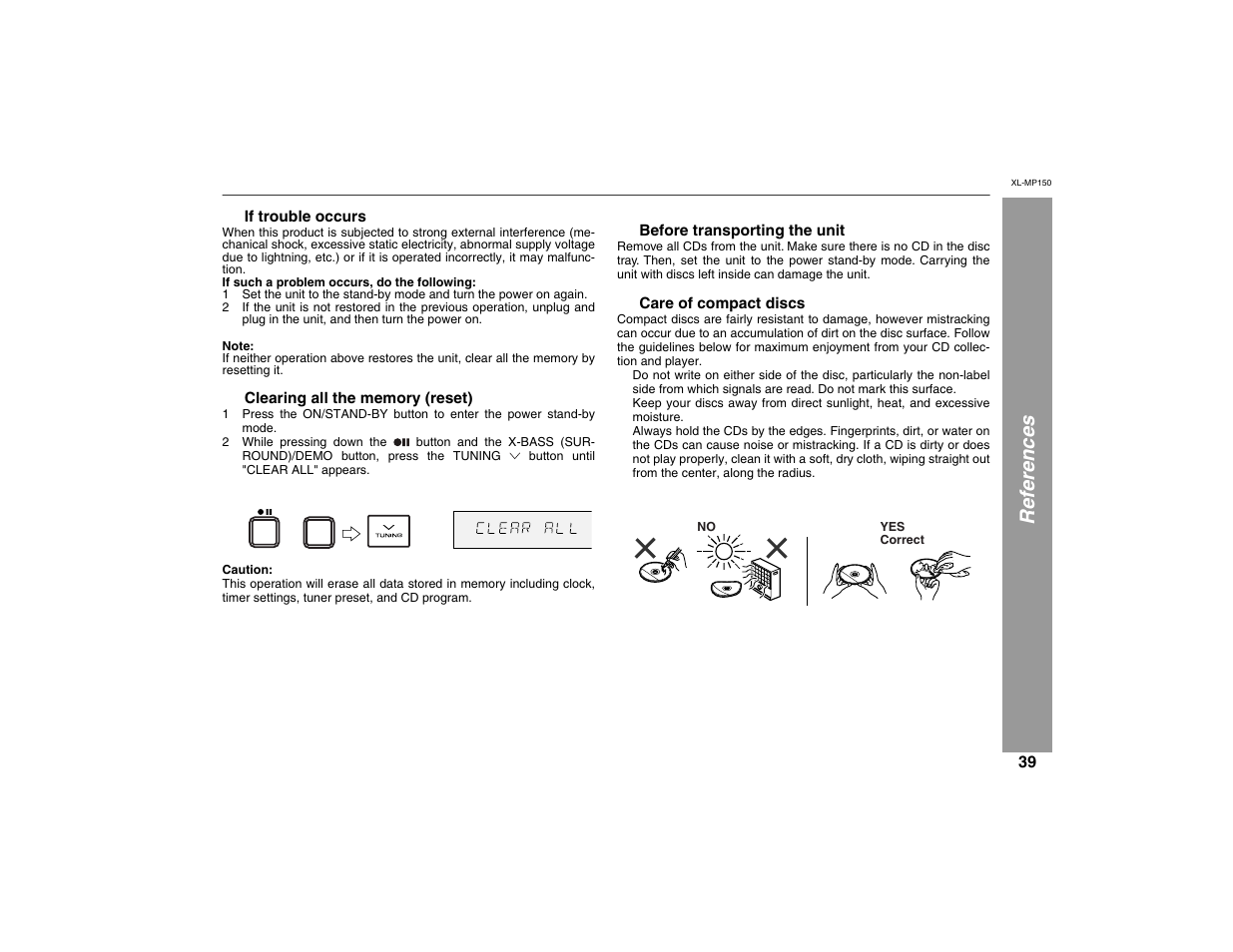 References | Sharp XL-MP150 User Manual | Page 39 / 42