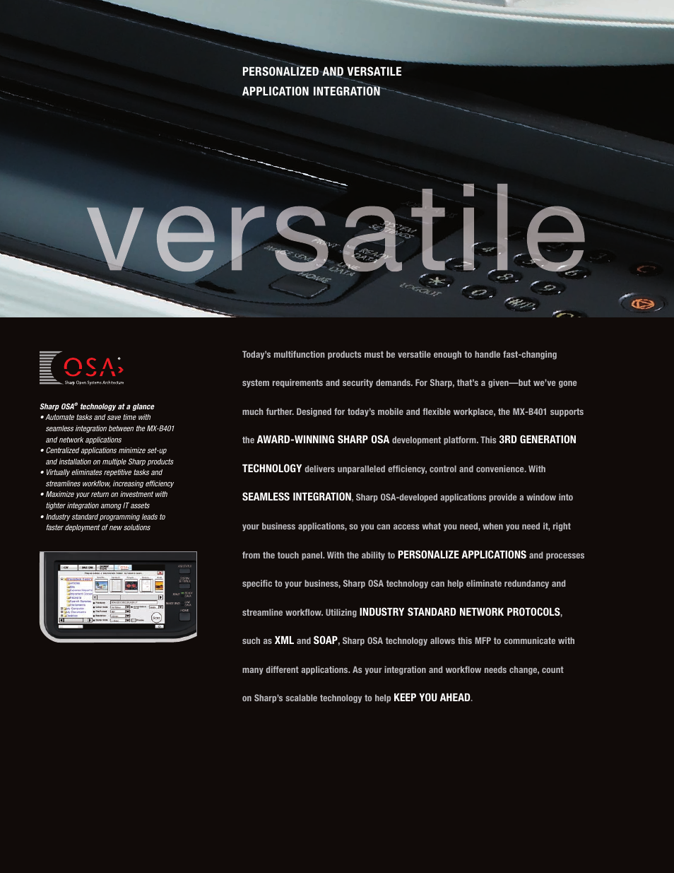 Personalized and versatile application integration | Sharp MX-B401 User Manual | Page 8 / 12