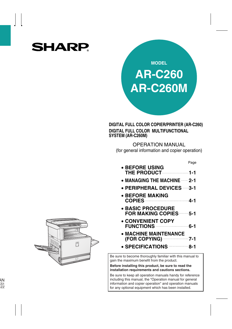 Sharp AR-C260 User Manual | 140 pages