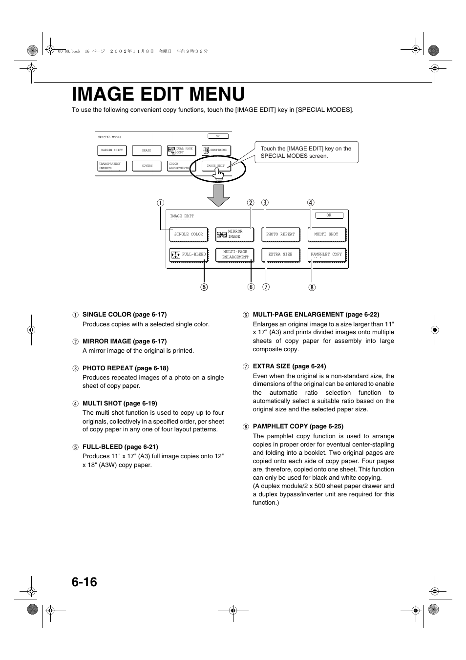 Image edit menu, Image edit menu -16 | Sharp AR-C260 User Manual | Page 110 / 140