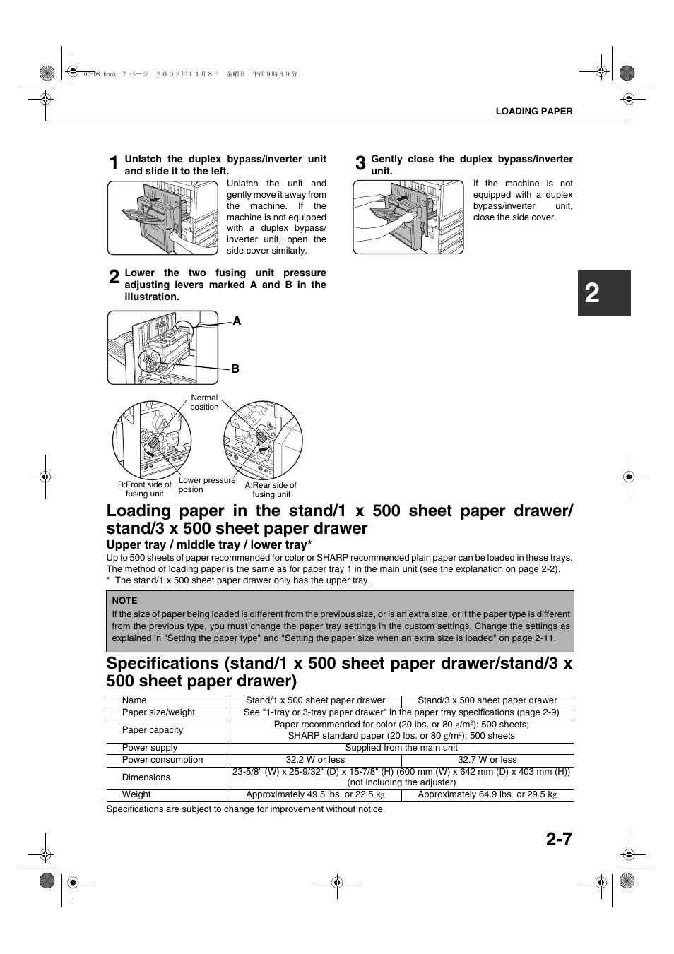 Upper tray / middle tray / lower tray | Sharp AR-C260 User Manual | Page 29 / 140