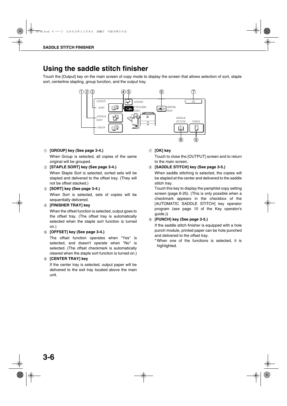 Using the saddle stitch finisher, Using the saddle stitch finisher -6 | Sharp AR-C260 User Manual | Page 54 / 140
