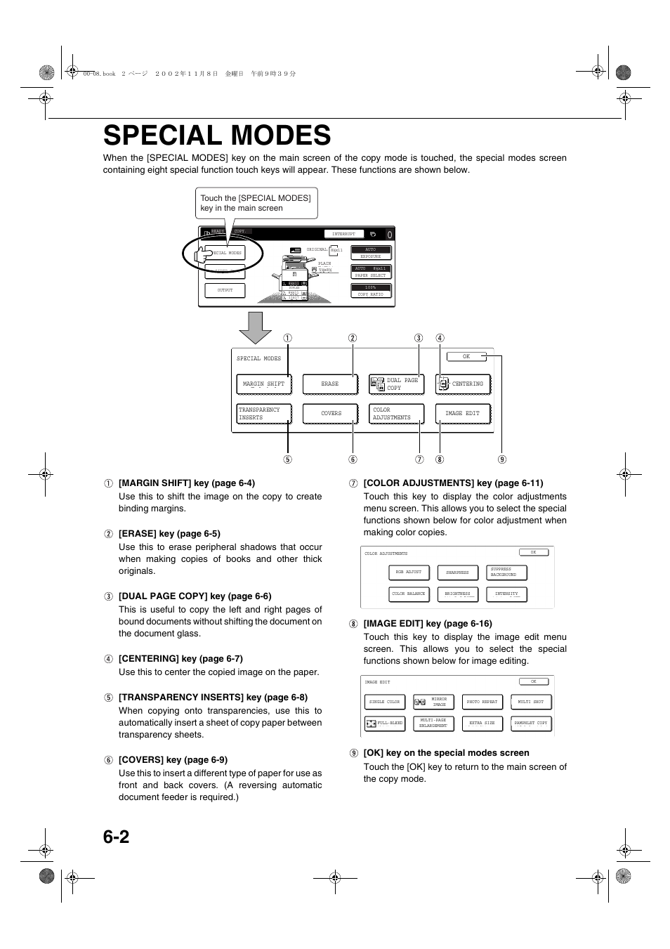 Special modes, Special modes -2, E 6-2) | Sharp AR-C260 User Manual | Page 96 / 140