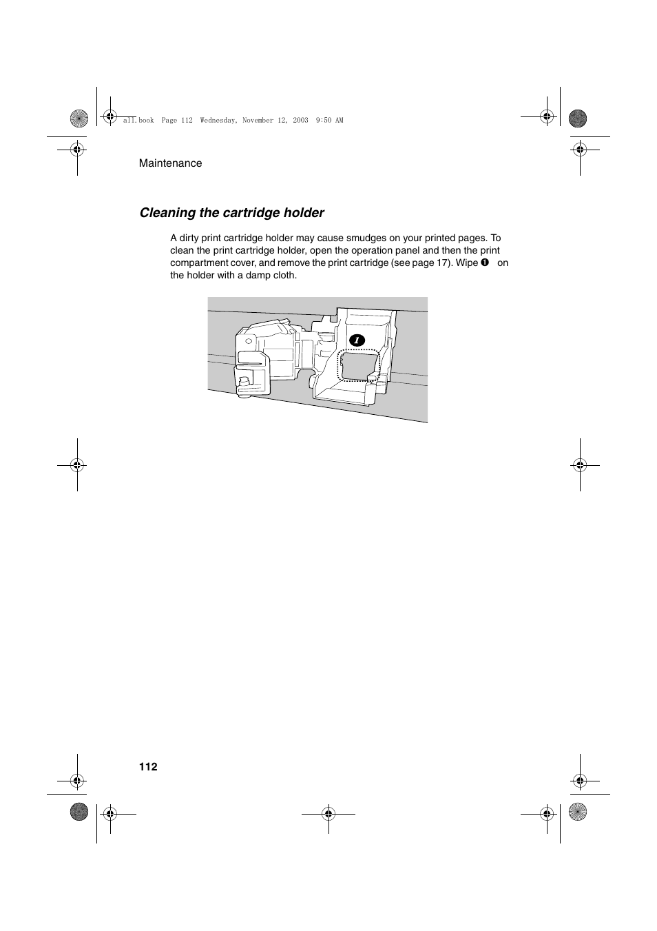 Cleaning the cartridge holder | Sharp UX-A1000 User Manual | Page 114 / 136