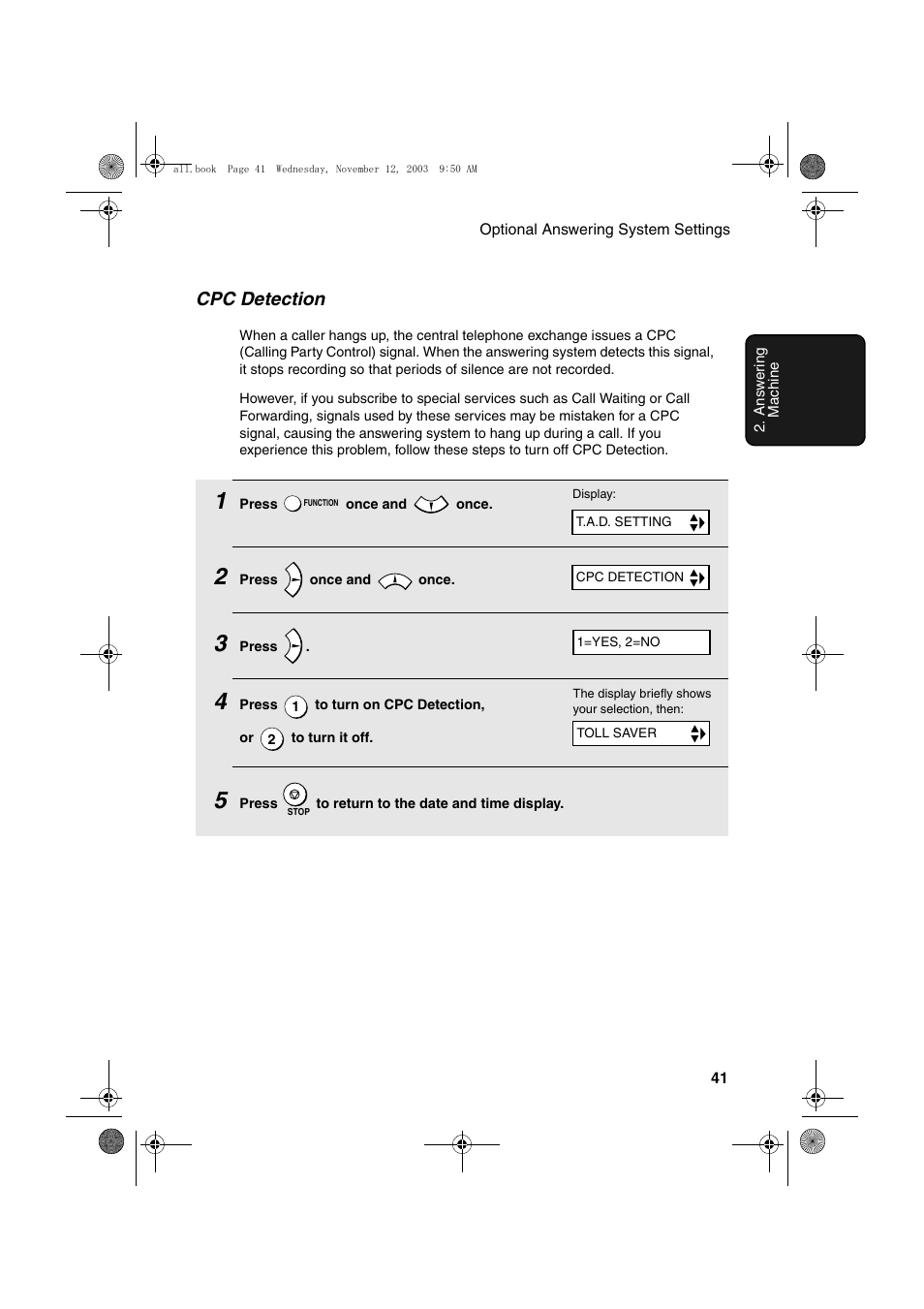 Cpc detection | Sharp UX-A1000 User Manual | Page 43 / 136