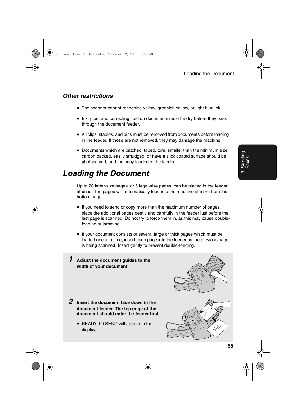 Loading the document | Sharp UX-A1000 User Manual | Page 57 / 136