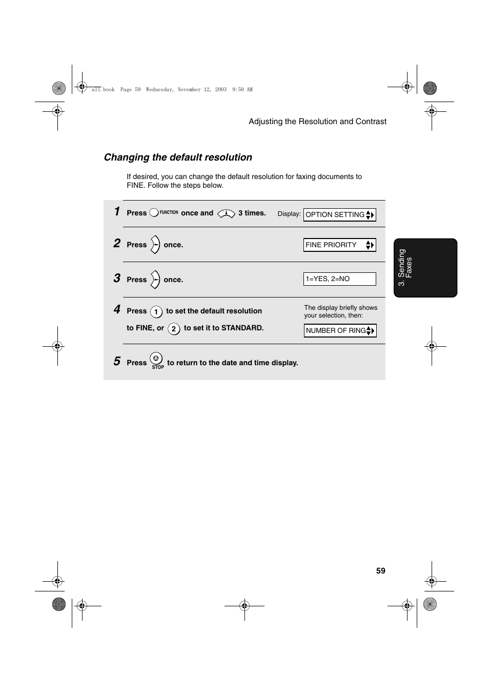 Changing the default resolution | Sharp UX-A1000 User Manual | Page 61 / 136