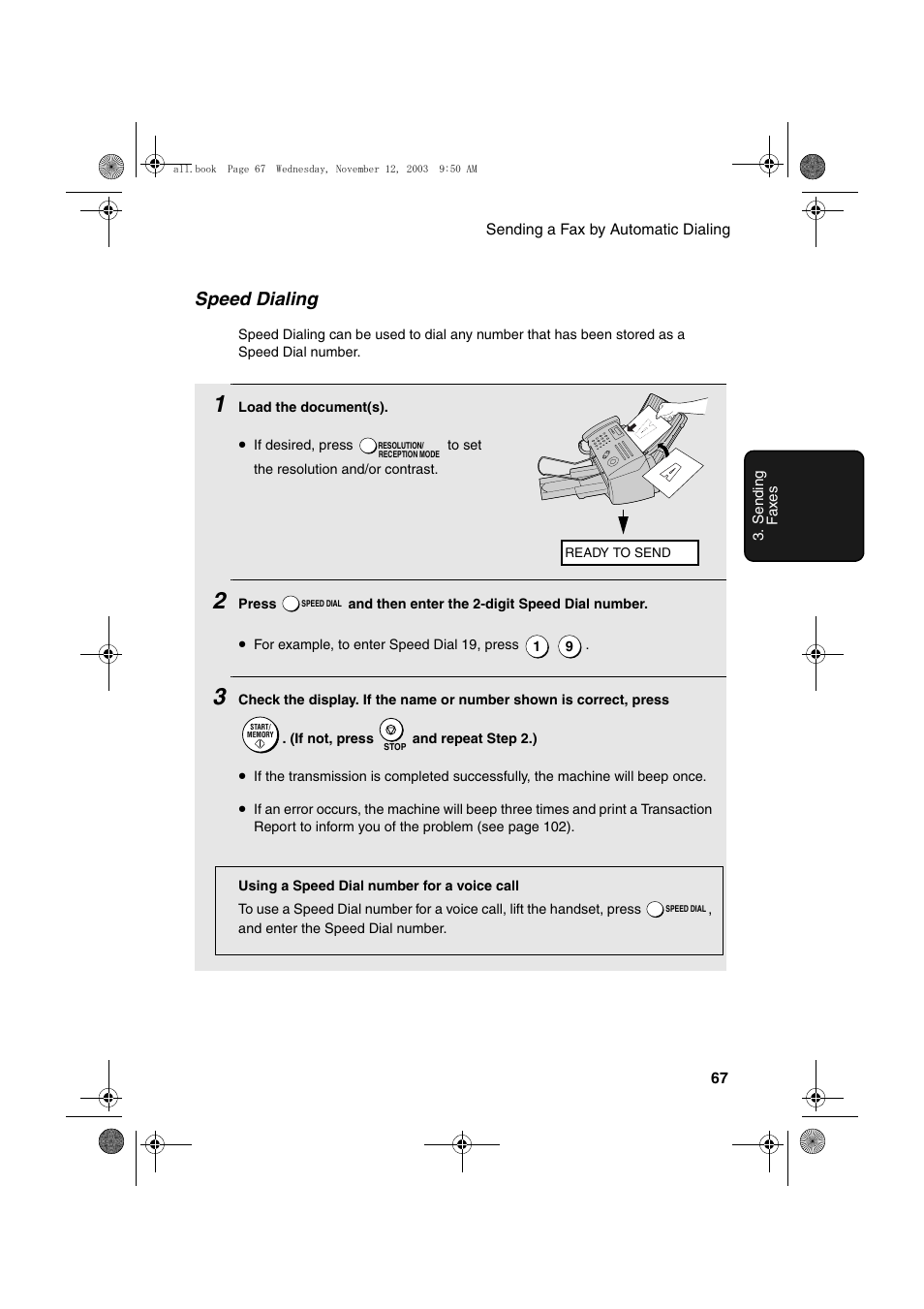 Speed dialing | Sharp UX-A1000 User Manual | Page 69 / 136