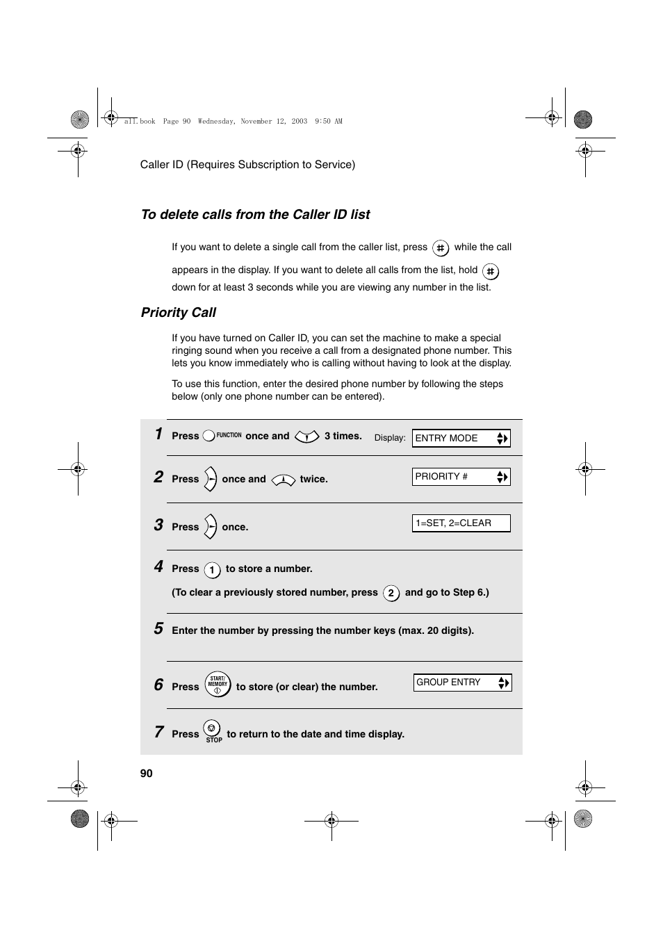 Priority call | Sharp UX-A1000 User Manual | Page 92 / 136