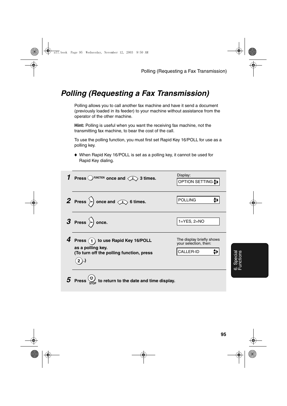 Polling (requesting a fax transmission) | Sharp UX-A1000 User Manual | Page 97 / 136